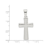 Sterling Silver Cross Pendant with Mirror Finish and Flat Edge Latin Cross Design