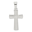 Sterling Silver Cross Pendant with Mirror Finish and Flat Edge Latin Cross Design