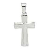 Sterling Silver Cross Pendant with Mirror Finish and Flat Edge Latin Cross Design