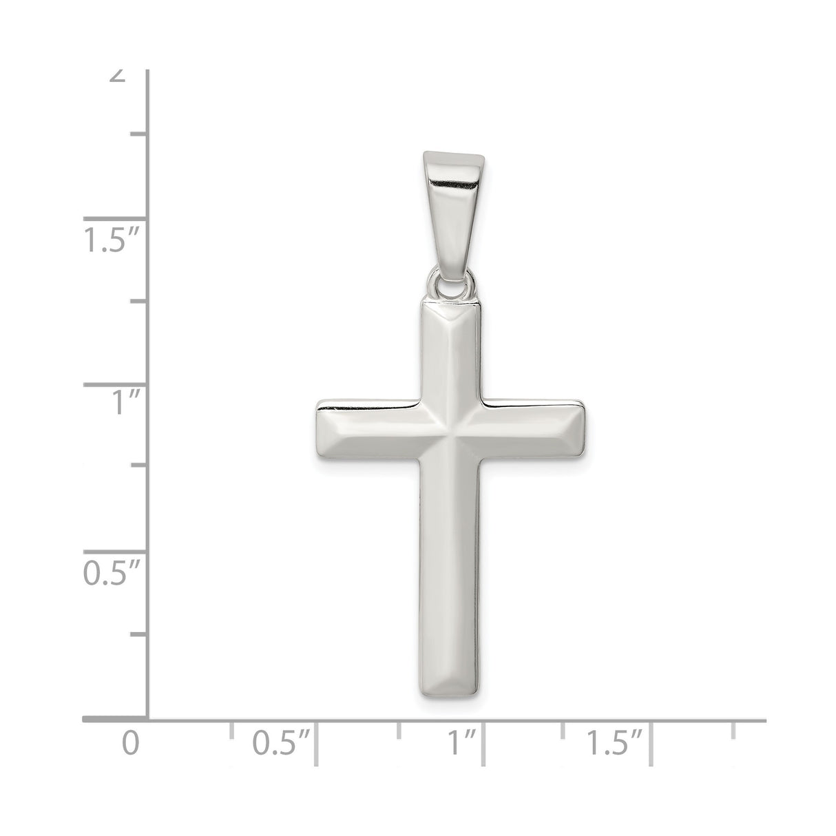 Sterling Silver Cross Pendant, Smooth Mirror Polish Religious Charm for Men and Women