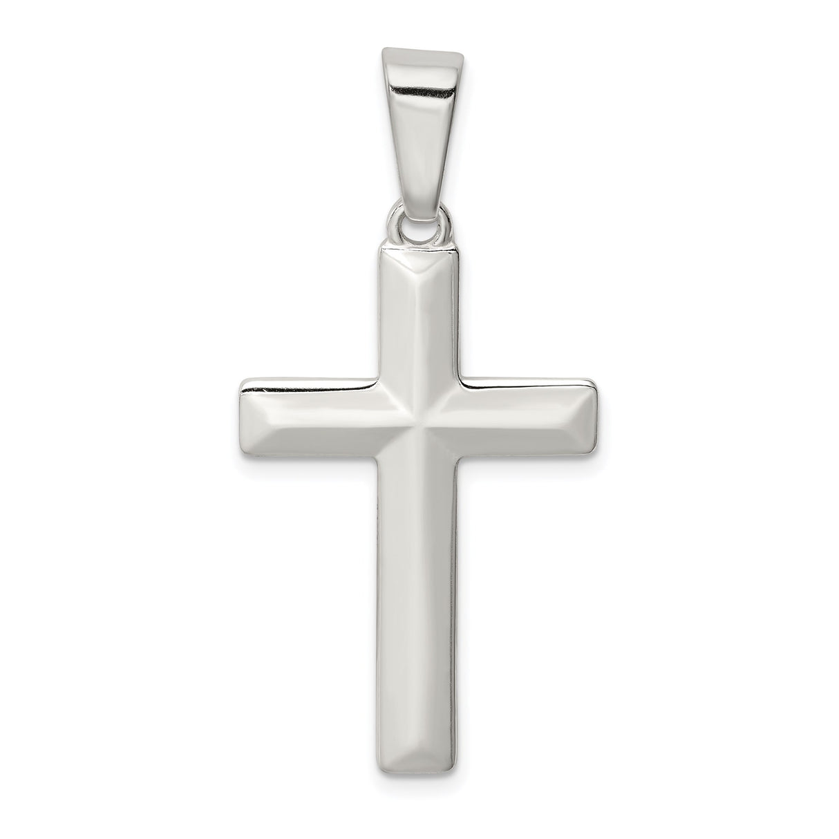 Sterling Silver Cross Pendant, Smooth Mirror Polish Religious Charm for Men and Women