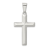 Sterling Silver Cross Pendant, Smooth Mirror Polish Religious Charm for Men and Women