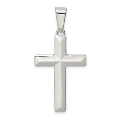 Sterling Silver Cross Pendant, Smooth Mirror Polish Religious Charm for Men and Women