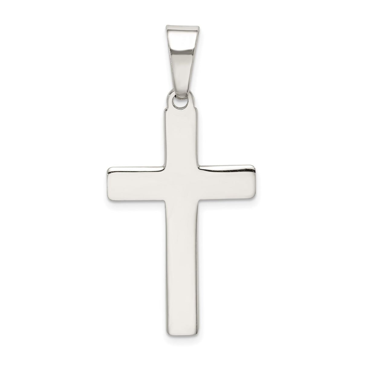 Sterling Silver Cross Pendant with Clean Lines and Mirror Finish for Men and Women