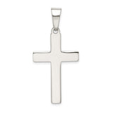 Sterling Silver Cross Pendant with Clean Lines and Mirror Finish for Men and Women