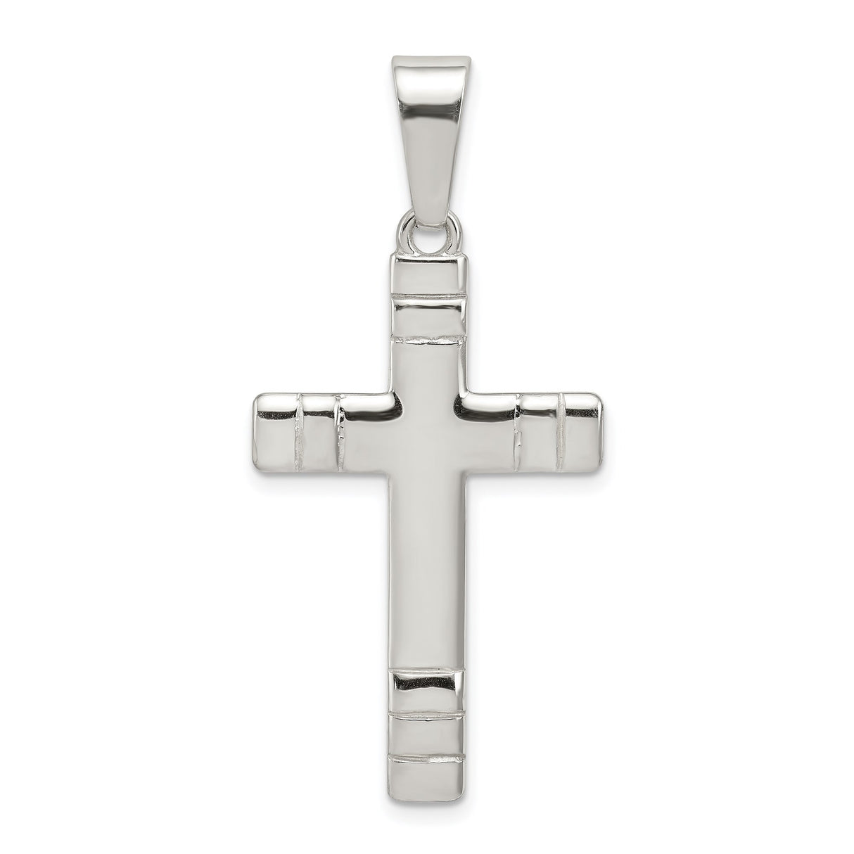 Sterling Silver Cross Pendant with Clean Lines and Mirror Finish for Men and Women