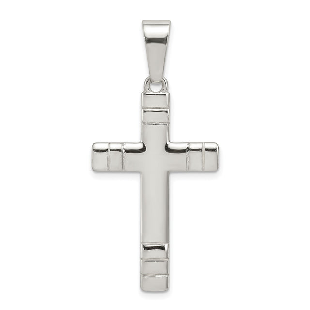 Sterling Silver Cross Pendant with Clean Lines and Mirror Finish for Men and Women