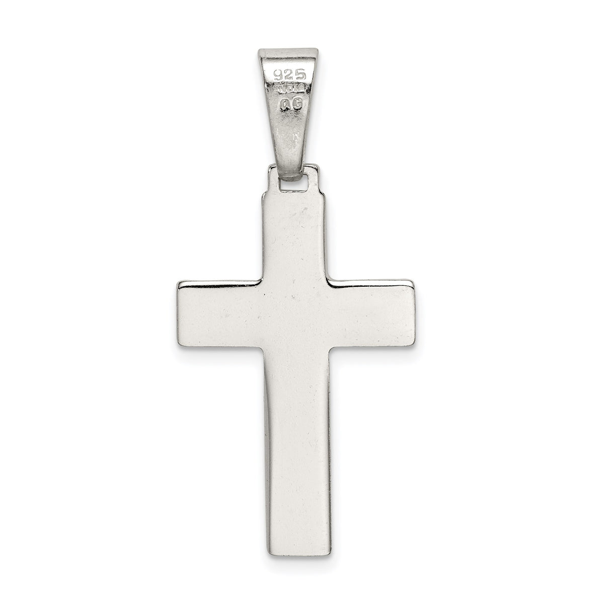 Sterling Silver Cross Pendant with Mirror Finish, Minimalist Abstract Design, Unisex