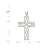 Sterling Silver Cross Pendant with Floral and Geometric Design, Unisex Religious Jewelry