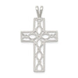 Sterling Silver Cross Pendant with Floral and Geometric Design, Unisex Religious Jewelry