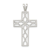 Sterling Silver Cross Pendant with Floral and Geometric Design, Unisex Religious Jewelry
