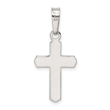 Sterling Silver Cross Pendant with Textured Design and Beveled Edges in Classic Latin Style