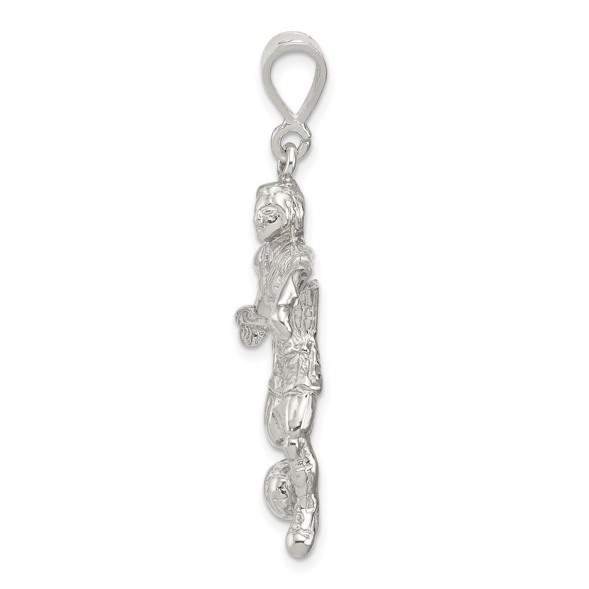 Sterling Silver Soccer Player Pendant with Realistic Male Figure, Unisex Sports Charm