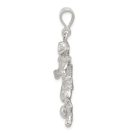 Sterling Silver Soccer Player Pendant with Realistic Male Figure, Unisex Sports Charm