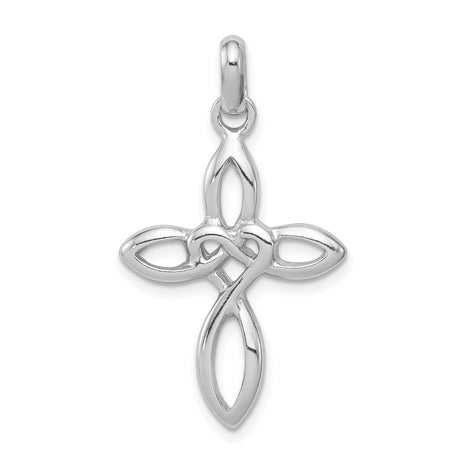 Sterling Silver Cross Pendant with Interwoven Openwork Design, Celtic Inspired Faith Jewelry
