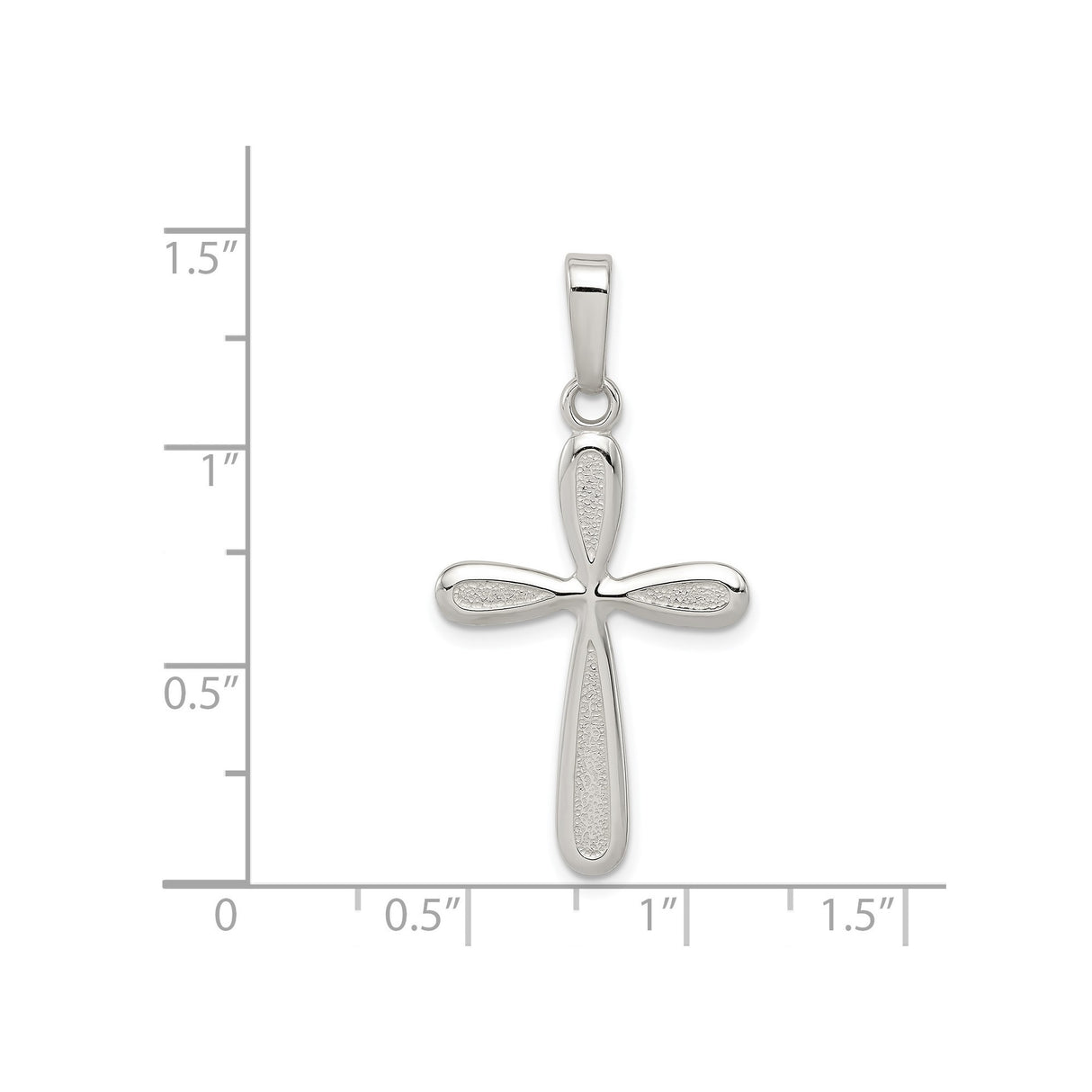 Sterling Silver Cross Pendant with Hammered Finish and Rounded Edges for Men and Women