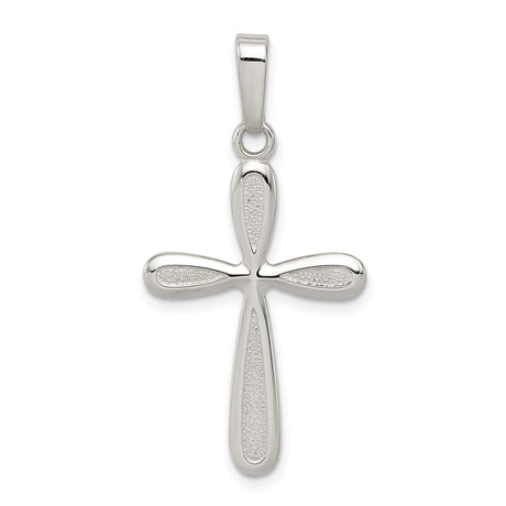 Sterling Silver Cross Pendant with Hammered Finish and Rounded Edges for Men and Women