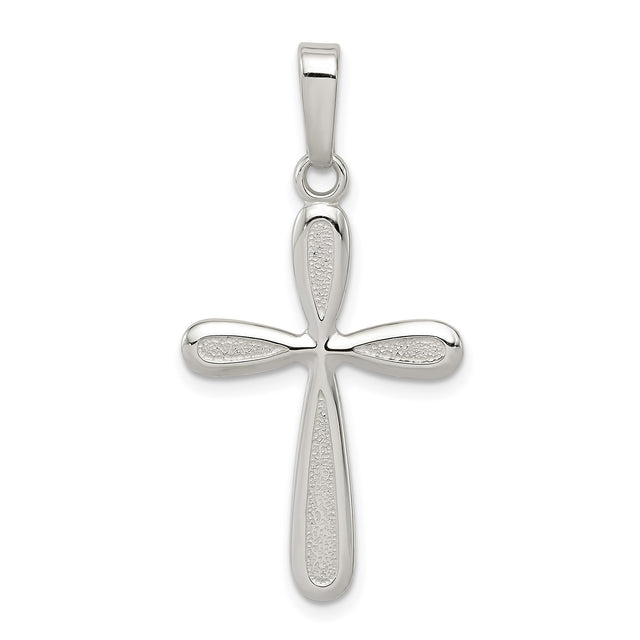Sterling Silver Cross Pendant with Hammered Finish and Rounded Edges for Men and Women