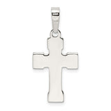 Sterling Silver Cross Pendant with Mirror Finish and Beveled Edges, Minimalist Religious Jewelry