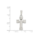 Sterling Silver Cross Pendant with Mirror Finish and Beveled Edges, Minimalist Religious Jewelry