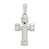 Sterling Silver Cross Pendant with Mirror Finish and Beveled Edges, Minimalist Religious Jewelry