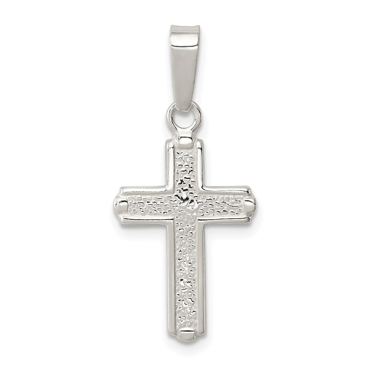Sterling Silver Cross Pendant, Textured and Polished Faith Design for Men and Women
