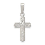 Sterling Silver Cross Pendant, Textured and Polished Faith Design for Men and Women