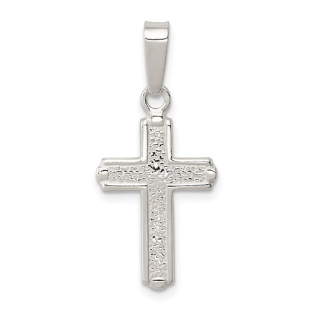 Sterling Silver Cross Pendant, Textured and Polished Faith Design for Men and Women