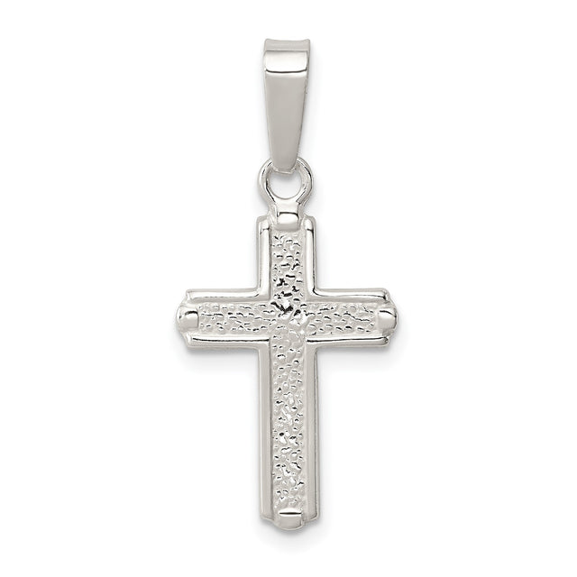Sterling Silver Cross Pendant, Textured and Polished Faith Design for Men and Women