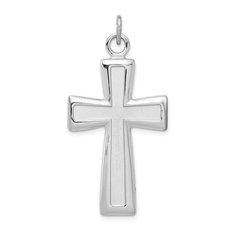 Sterling Silver Cross Pendant with Polished Finish and Satin Inner Cross Design