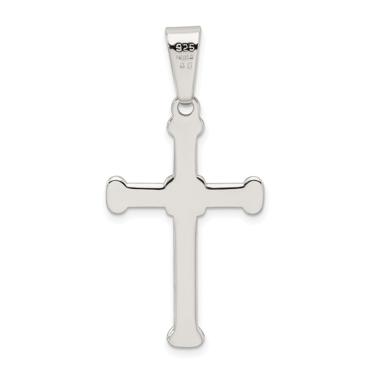 Sterling Silver Rope Cross Pendant with Polished Finish, Unisex Religious Jewelry
