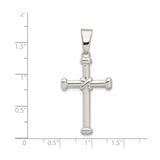 Sterling Silver Rope Cross Pendant with Polished Finish, Unisex Religious Jewelry