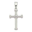 Sterling Silver Rope Cross Pendant with Polished Finish, Unisex Religious Jewelry