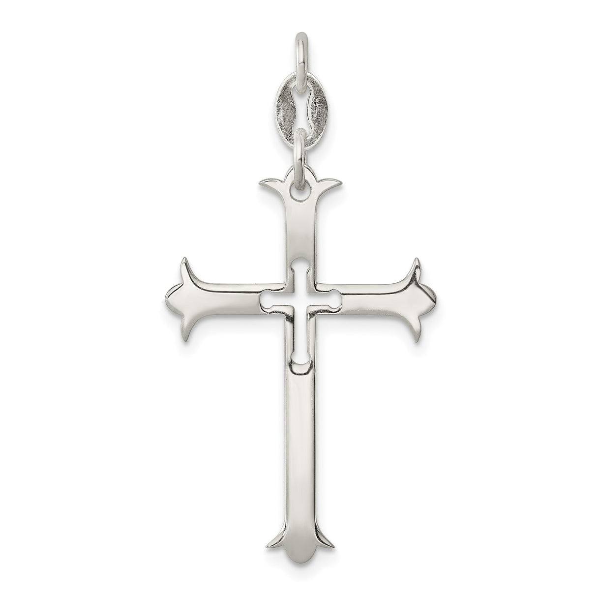 Sterling Silver Cross Pendant with Flared Fleur and Gothic Design for Men and Women