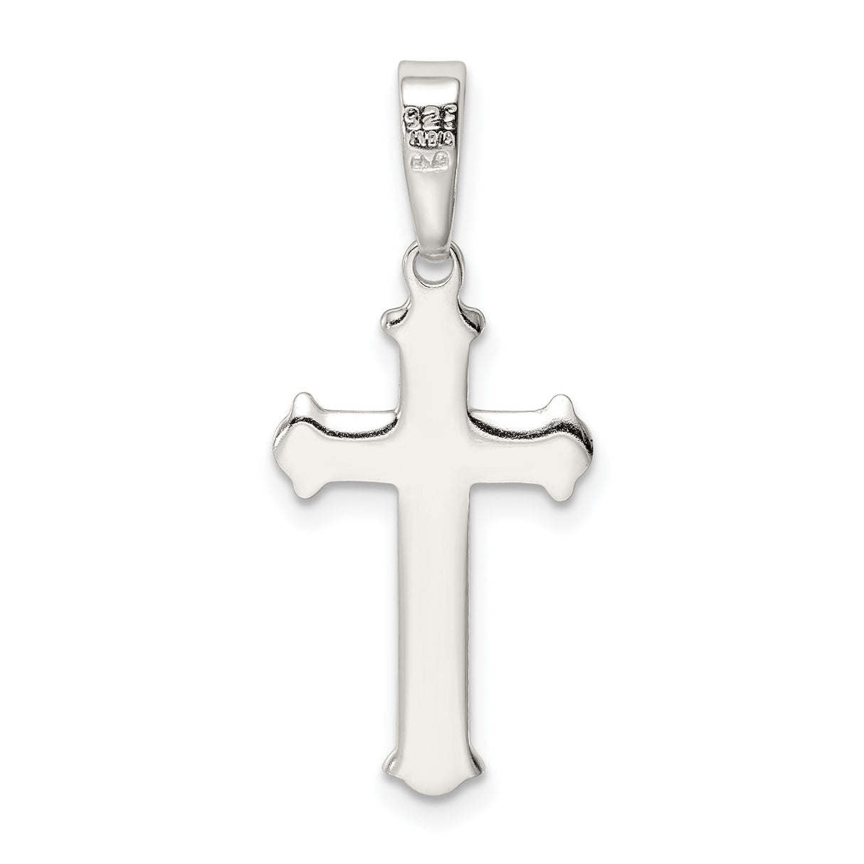 Sterling Silver Cross Pendant with Fleur-De-Lis Detail, Unisex Gothic Religious Jewelry