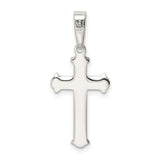 Sterling Silver Cross Pendant with Fleur-De-Lis Detail, Unisex Gothic Religious Jewelry