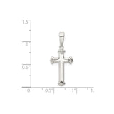 Sterling Silver Cross Pendant with Fleur-De-Lis Detail, Unisex Gothic Religious Jewelry