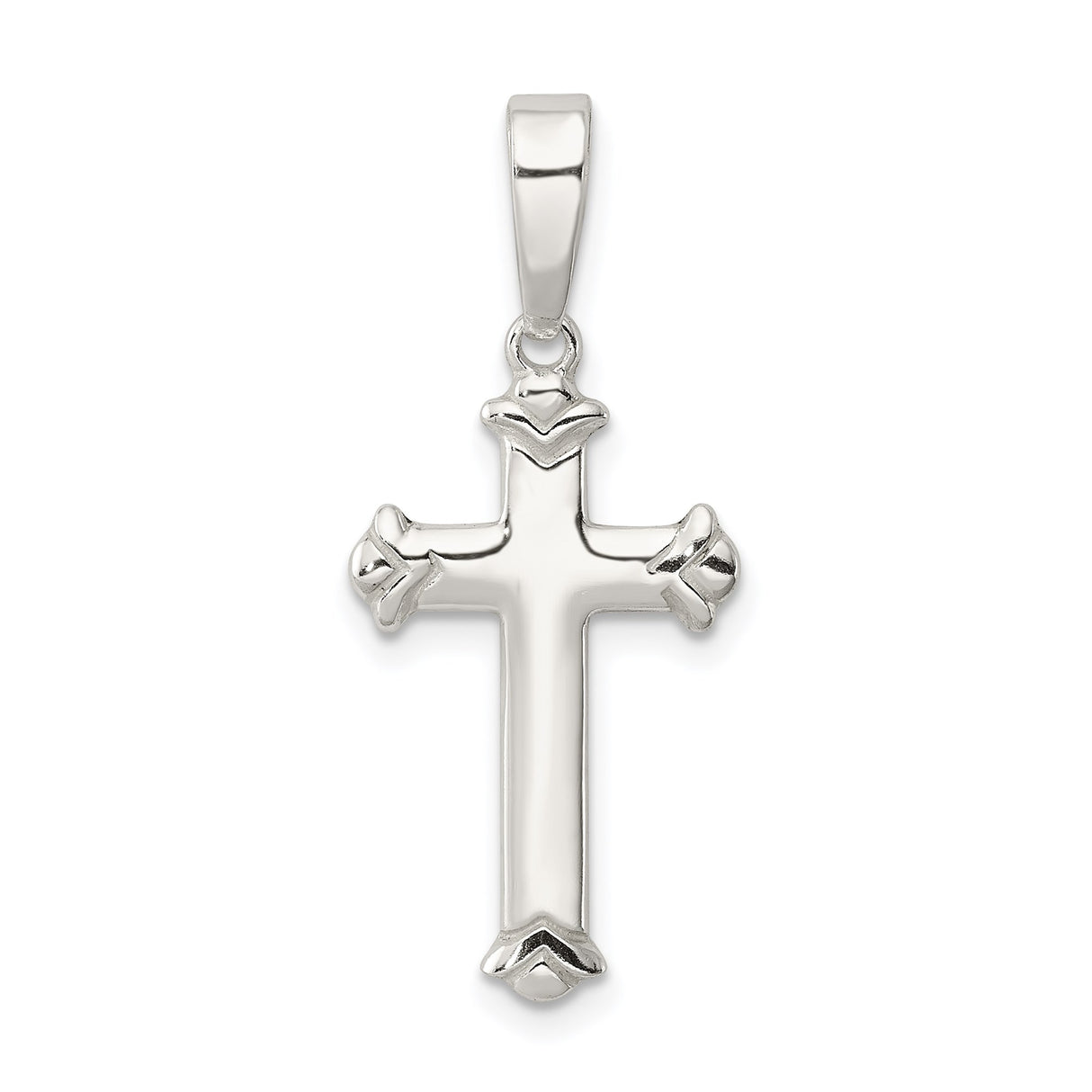Sterling Silver Cross Pendant with Fleur-De-Lis Detail, Unisex Gothic Religious Jewelry