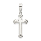 Sterling Silver Cross Pendant with Fleur-De-Lis Detail, Unisex Gothic Religious Jewelry
