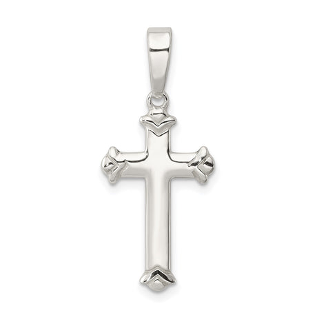 Sterling Silver Cross Pendant with Fleur-De-Lis Detail, Unisex Gothic Religious Jewelry