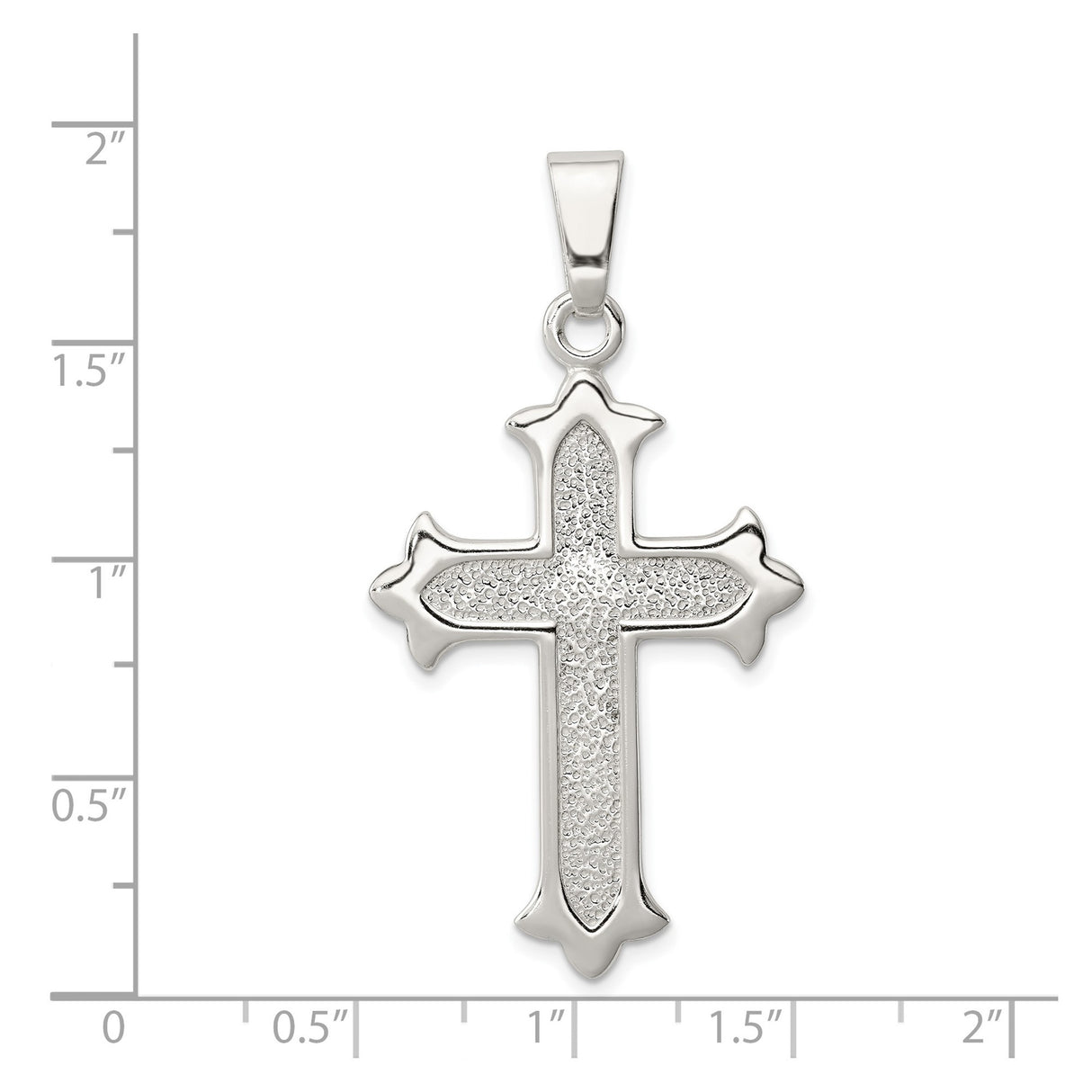 Sterling Silver Cross Pendant with Fleur Style and Heraldic Design for Men and Women
