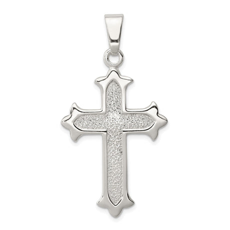Sterling Silver Cross Pendant with Fleur Style and Heraldic Design for Men and Women