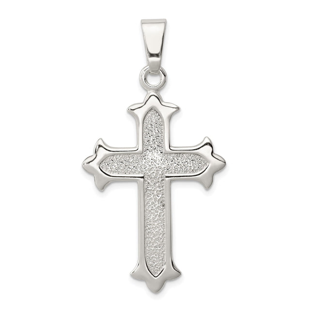 Sterling Silver Cross Pendant with Fleur Style and Heraldic Design for Men and Women