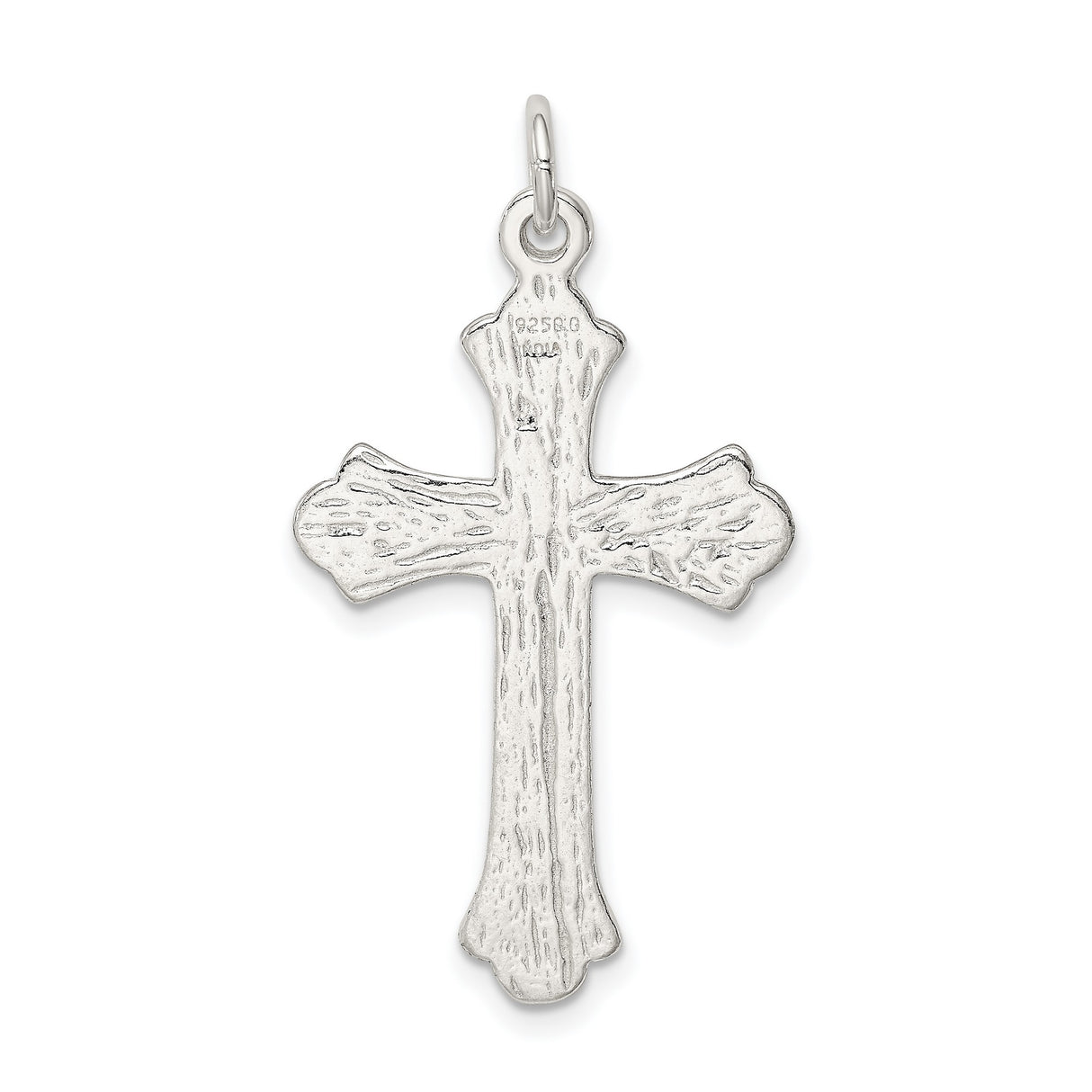 Sterling Silver Cross Pendant with Vintage Textured Scroll Design, Unisex Religious Jewelry