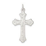 Sterling Silver Cross Pendant with Vintage Textured Scroll Design, Unisex Religious Jewelry