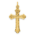 Sterling Silver Cross Pendant with Baroque Scrollwork, Vintage Latin Religious Design