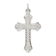 Sterling Silver Cross Pendant with Vintage Textured Scroll Design, Unisex Religious Jewelry
