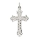 Sterling Silver Cross Pendant with Vintage Textured Scroll Design, Unisex Religious Jewelry
