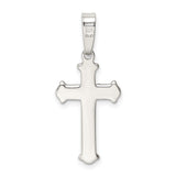 Sterling Silver Cross Pendant with Matte Center and Raised Outline Design