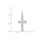 Sterling Silver Cross Pendant with Matte Center and Raised Outline Design